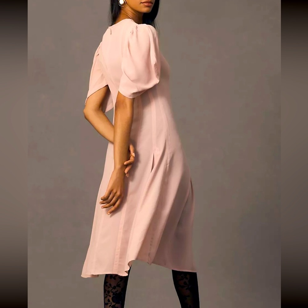 Anthropology, modern sheer midi dress. Violet color. - Picture 6 of 10